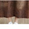 Korean Style Plus Size Spring Summer Women Sundress V Neck Brown Denim Sleeveless Tank Dress Vintage Casual Loose Basic Ladies' Midi Dress