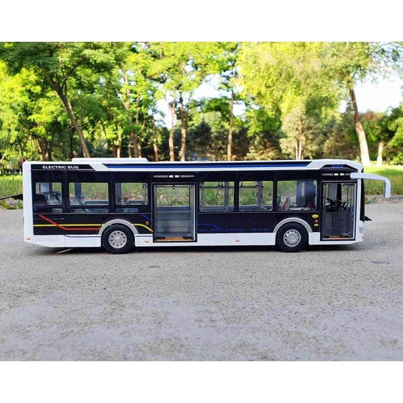 1/43 Large Size Electric Tourist Toy Traffic Bus Alloy Passenger Car Model Diecast Metal Toy Business Bus Model Sound Light Kids Gift