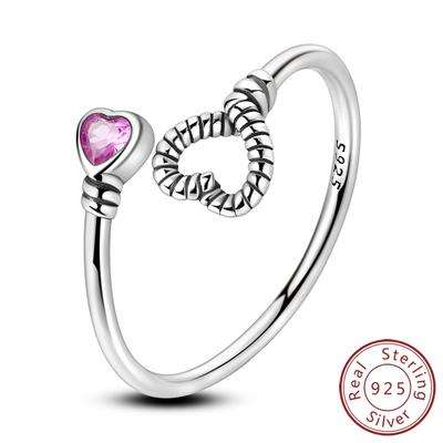 100% Echter Kupfer Offene Ringe Liebesherz Zirkon Ringe Luxus Bänder Für Frauen Mädchen Party Geschenk Mode Hochzeit