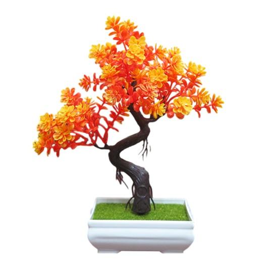 Artificial Bonsai Tree Indoor Small Fake Plants with Resin Pot for Home Office Desk Shelf Bathroom Bedroom Living Room Decoration