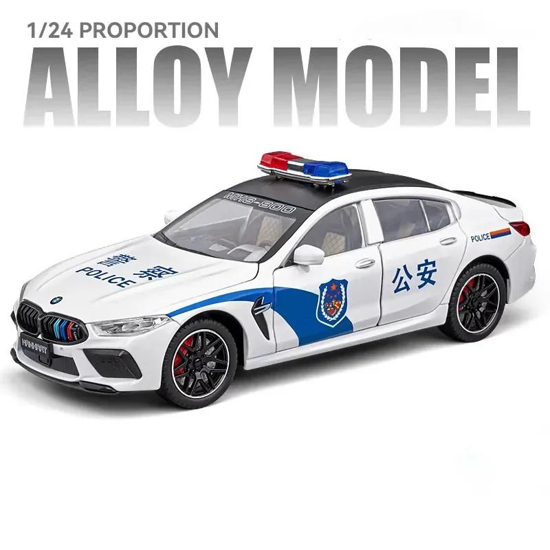 

1:24 M8 Police Car Toy Model Alloy Diecast Doors Opened Light Music Pull Back Vehicles Models Birthday Gifts for Children белый