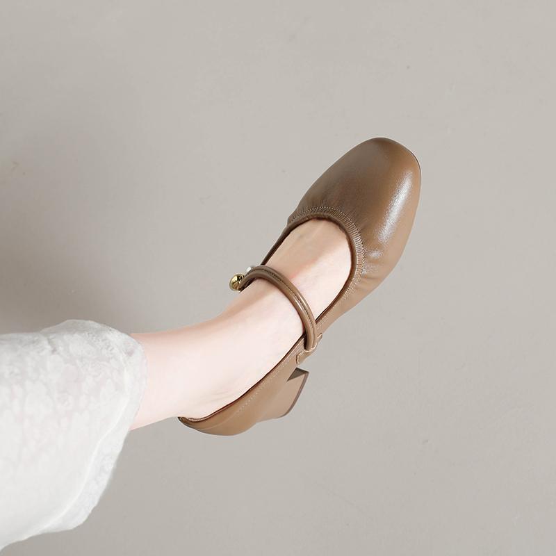 Fashion 2025 The Spring Luxury Pleated Designer Square Toe Coarse-heeled Shoes Outdoor Casual and Comfortable Women's Mary Jane Shoes