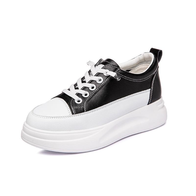 Inner Heightened Small White Shoes Women's  Spring New All-match White Shoes Thick-soled Sports Cowhide Women's Single Shoes
