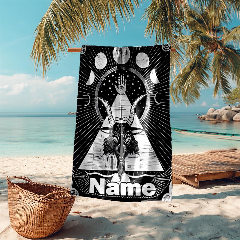 Personalized customized proof beach towel with Baphomet pattern - soft, absorbent, quick-drying, perfect swimming, camping&bathing