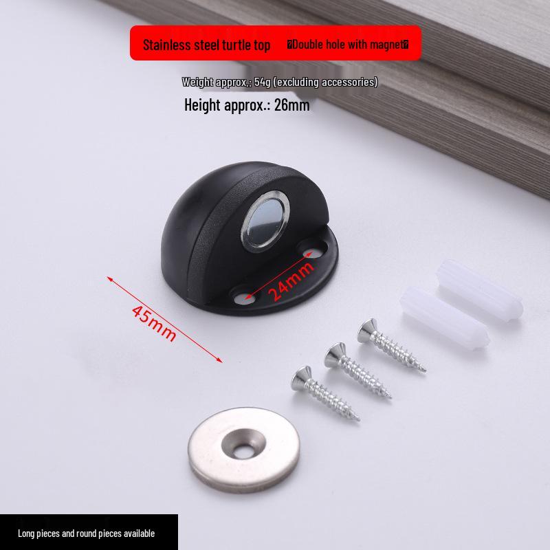 Stainless Steel No-Drill Magnetic Door Stopper with Anti-Collision Rubber