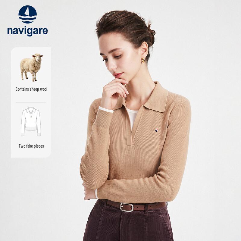 Navigare Women's Faux Two-Piece Knit Polo Sweater