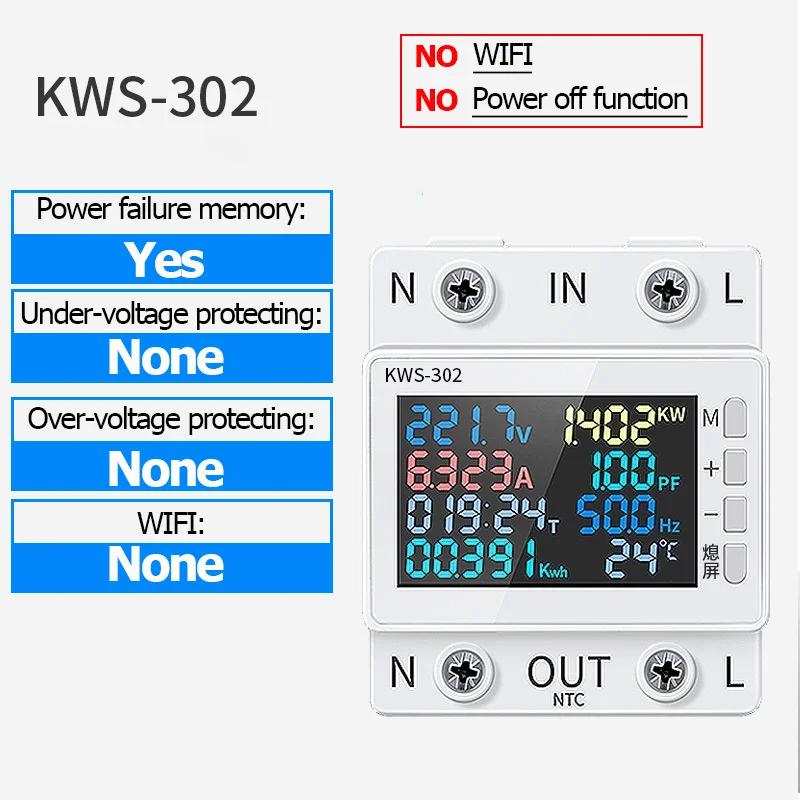 

KWS-302 8 in1 Power Meter Multi-function Digital Voltmeter Ammeter 2P AC Energy Meter 170-270V/63A Voltage and Current Meter