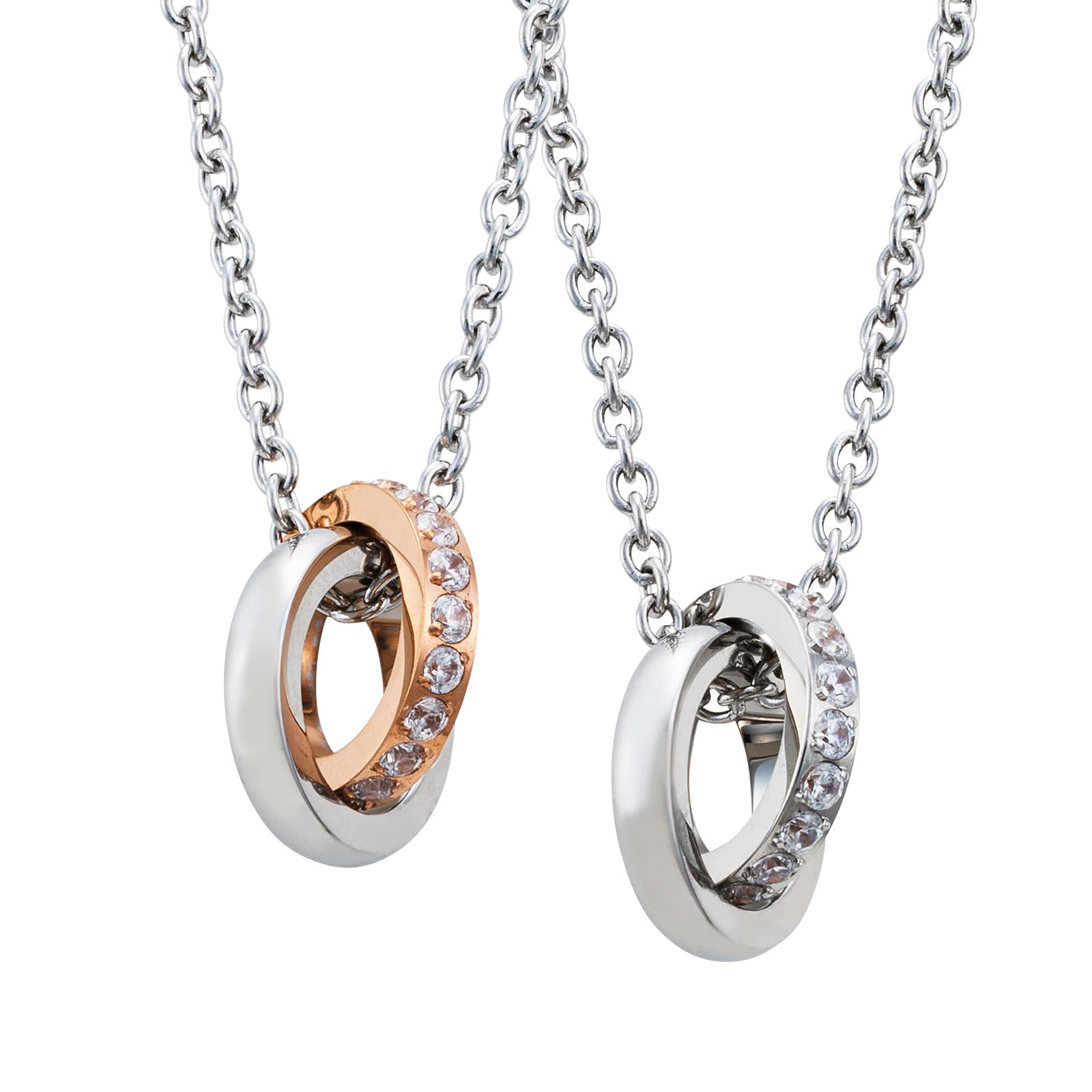 

Набір із 2 парних намист з хірургічної нержавіючої сталі 316L з кубічним цирконієм, подвійною петлею, рожевим сріблом [Біла конюшина] 40 см/45 см та 4SUP112GO та 4SUP112SV