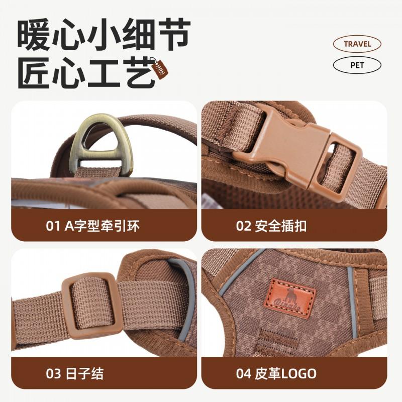 Adjustable Leather Pet Harness Vest With Reflective Stripes Small To Medium Dogs Outdoor Walking Safety