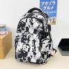 Schoolbag Japanese Trendy Cool Style Black and White Camouflage Graffiti Function Wind Backpack Junior High School Student Party Campus Durable 