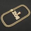 Creative Square Diamond Letter Splicing Pendant Cuban Chain, Necklace Pendant Trendy Man Fashion Personality Punk Cool Accessories