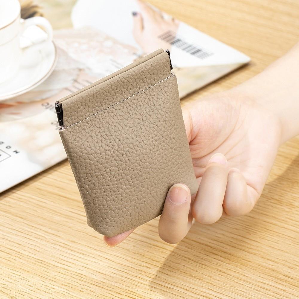 Portable Self-closing Mini Coin Purse Leather Solid Color Small Wallet Wallet Bag Men