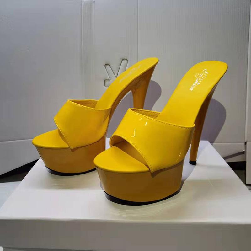 Platformă Piele Subțire Tocuri Înalte Sexy Negru Platformă Sandale Ultra-înalte Femei