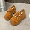2025 Women's High Platform Leather Shoes New Spring 9CM Heels Chunky Sneakers Female Lace-up Loafers Walking Shoes Woman