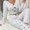 Europe and the United States Hot-selling Loungewear Printed Love V-neck Long-sleeved Pajamas Women Can Wear Trousers Two-piece Set