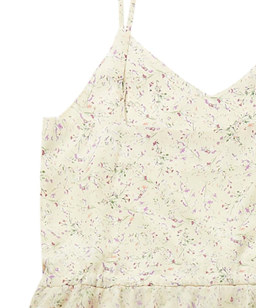 Weibeugeon Jacquard Chiffon Flower Long Dress Cream