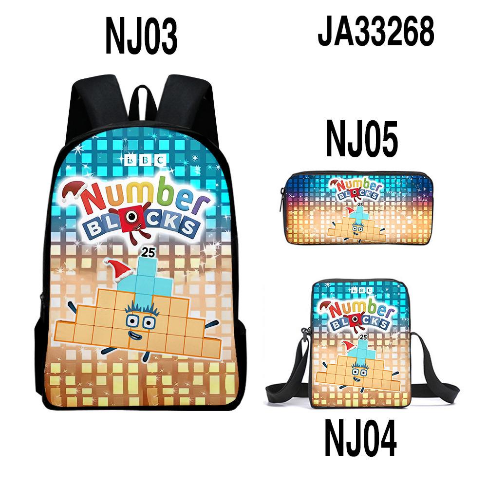 Game Merchandise Digital Building Block Schoolbag Backpack Satchel Pencil Bag Backpack Three-Piece Set