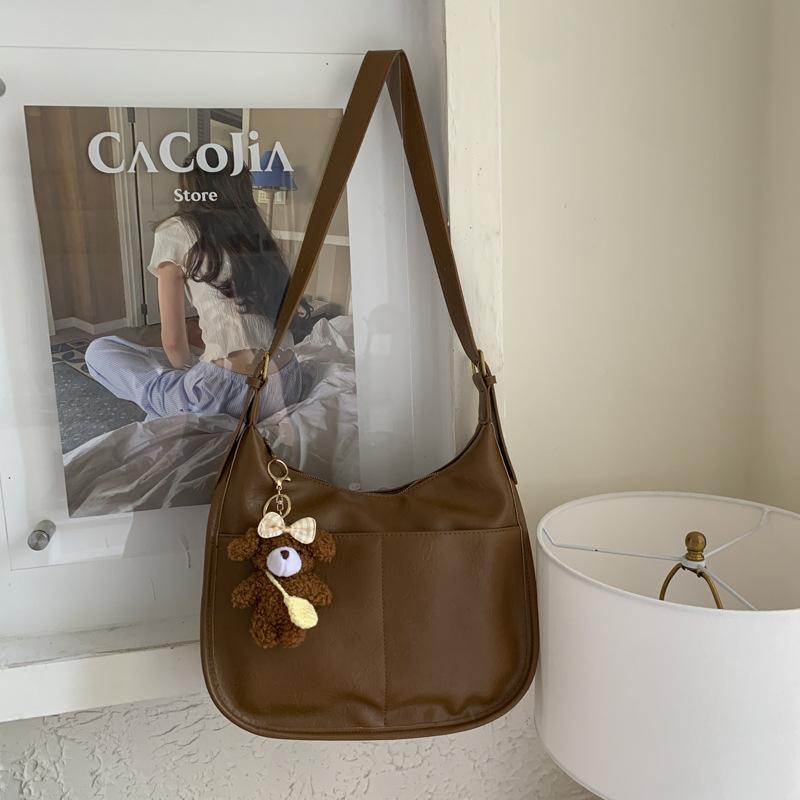 

Retro Soft-faced Large-capacity Bag Fashionable and Stylish Commuter Bag Large-capacity and Stylish Tote Bag коричневий