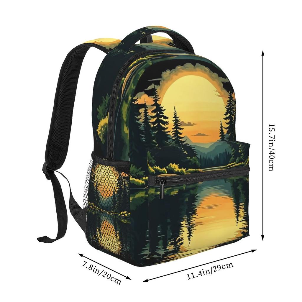 Trees Nature Mountains Adventure Outdoor Wildlife Forest Graphic Backpacks Bookbag Students School Bags Rucksack Shoulder Bag