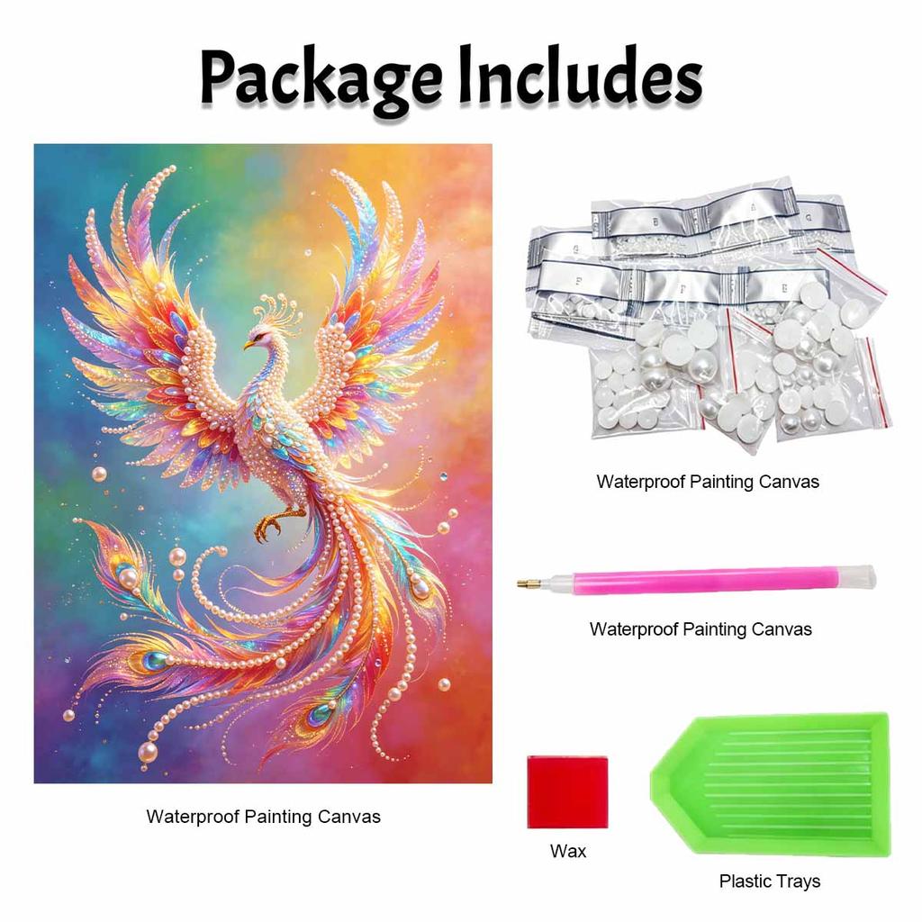 Shiny Pearl Radiant Colorful Phoenix DIY Painting Creative Bead Art Craft Household Wall Decoration Nice Present For Art Hobbyists Home Decor