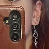 Star Sparkle Gothic Silver Earrings with Black Bead Pendants