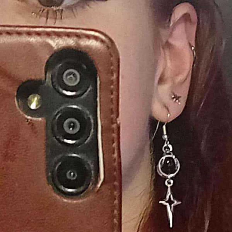 Star Sparkle Gothic Silver Earrings with Black Bead Pendants