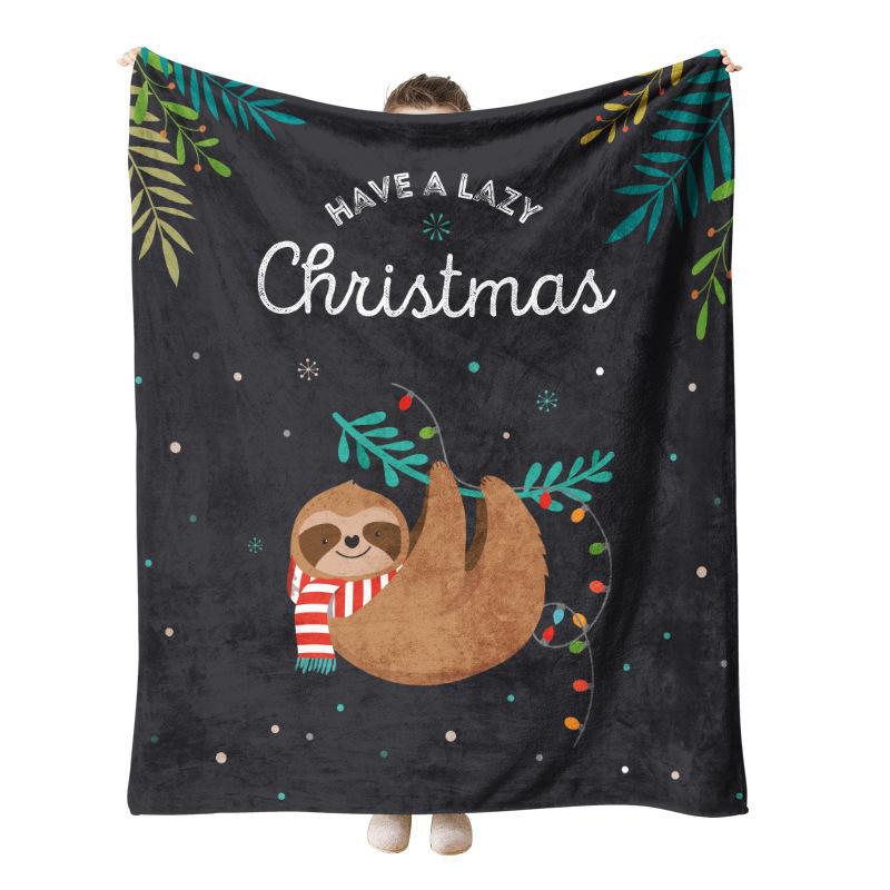 Christmas Checkered Pattern digital-printed polyester Bedroom velvet flannel soft sofa cover blanket Fleece soft sofa cover
