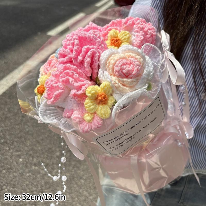 Crochet Flower Bouquet Mother's Day Gift Flowers Handmade Bouquet Wedding Party Decor Guests Gifts Graduation Gifts