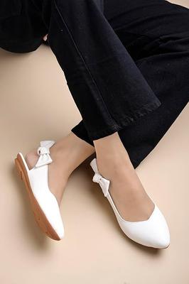 Shoetopia Women's Pointed Toe Flats with Side Bow Stylish & Comfortable ||Slingback Ballet Shoes for Casual & Party Footwear