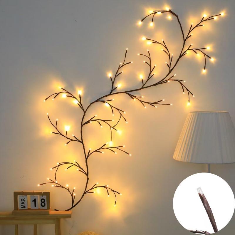 1PC Vine Light LED Styling Rattan Light Pose Leaf Plum Flower Decoration Wall Romantic Atmosphere Tree Branches 48 Lights