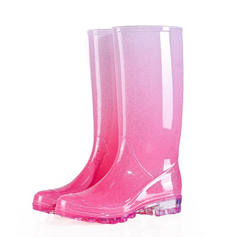 

Tall women s rain shoes gradually change color point rain boots waterproof shoes long rubber shoes water boots rain boots 36