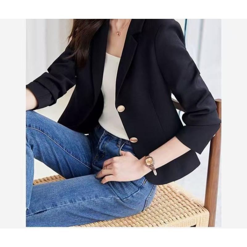 Trendy Short Blazer for Women Spring Autumn Petite Fit Stylish Elegant Office Jacket
