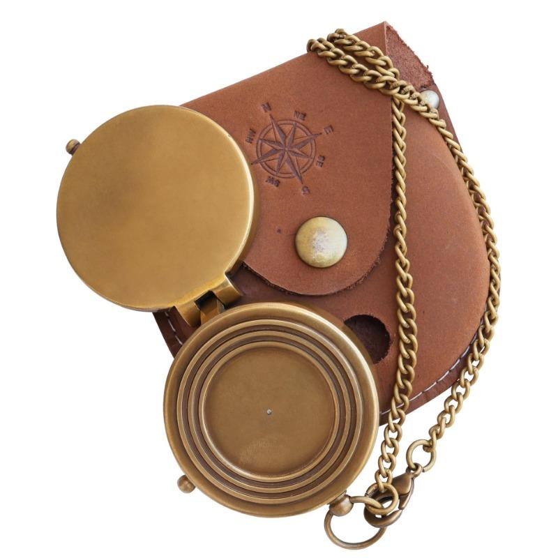 Retro Compass Storage Bag Multifunctional Pocket Watch Protective Leather Case Outdoor Survival Tool Leather Case