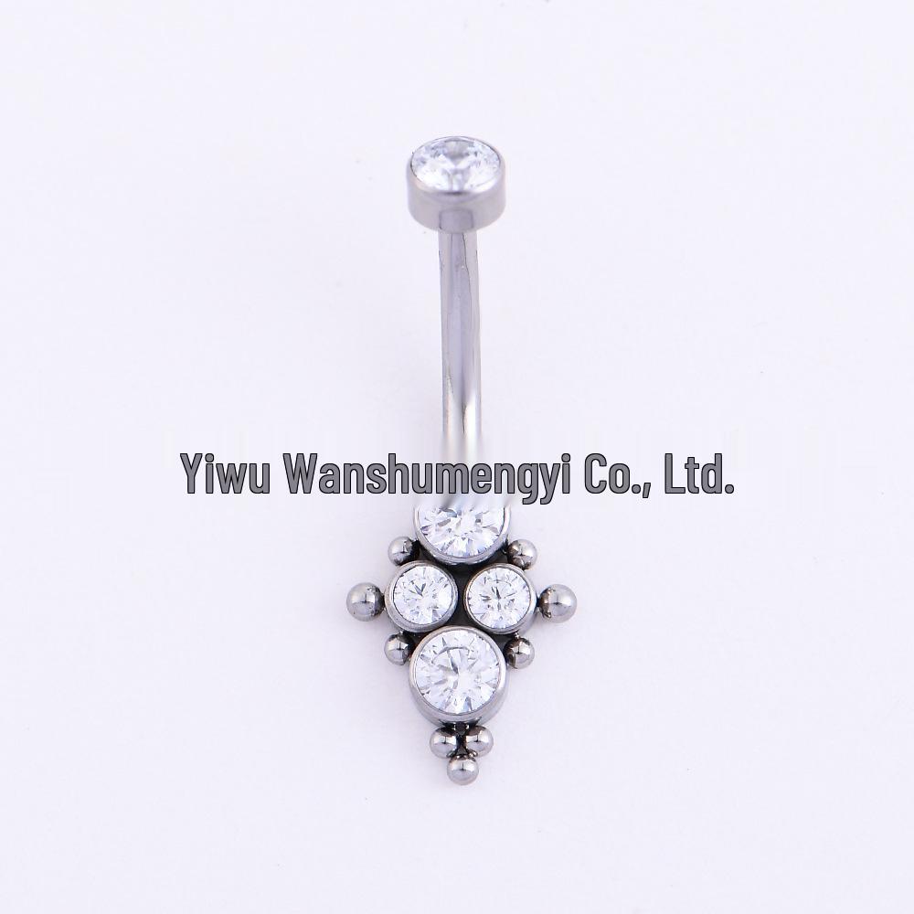 

ASTM F136 Титановый сплав Внутренняя резьба Циркониевые украшения для пирсинга пупка 1.6*10 mm белый