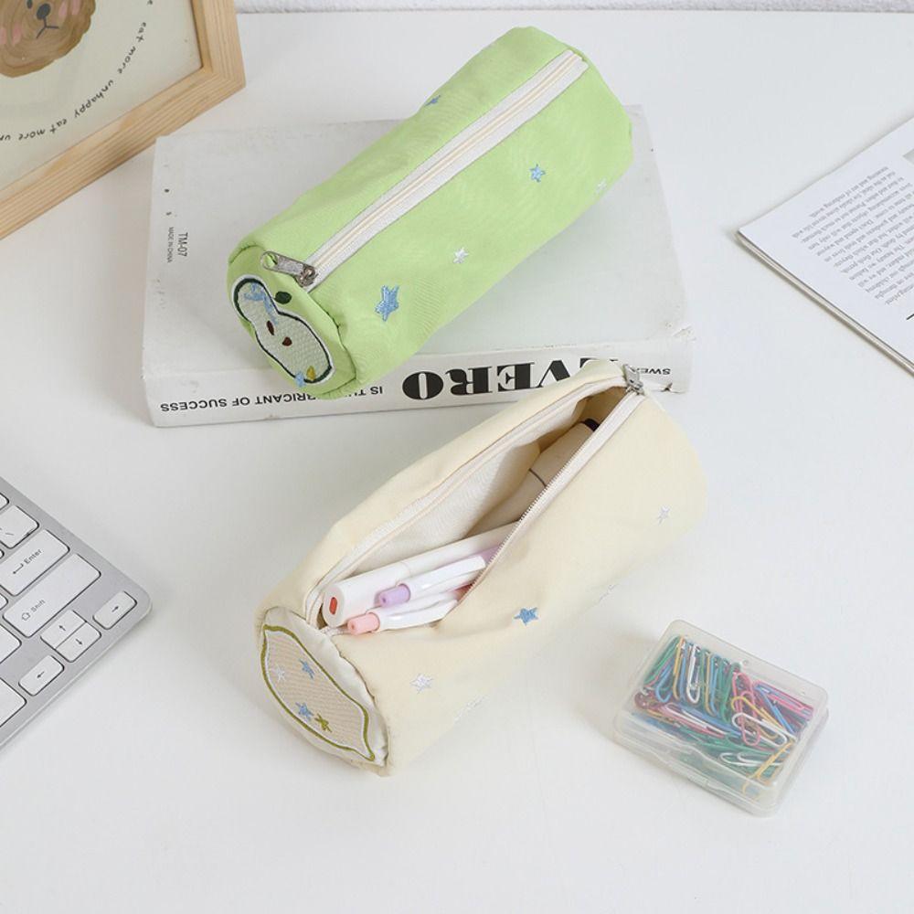 Large Capacity Pencil Case Embroidered Pen Box Portable Pen Bag  Boys/Girls