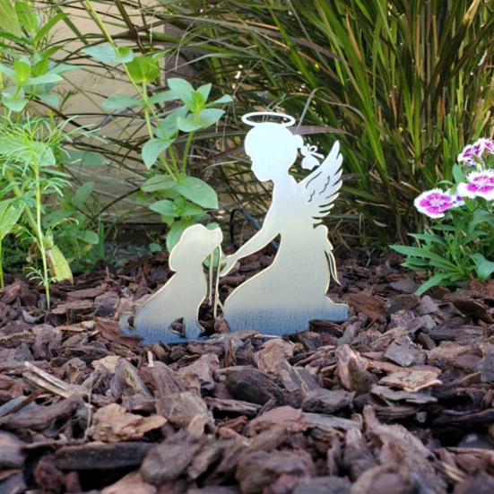 Pet Memorial Garden Stake Guardian Angel with Pet Garden Decor Outdoor Cat Dog Memorial Sign for Pet Owners Yard Art Decoration