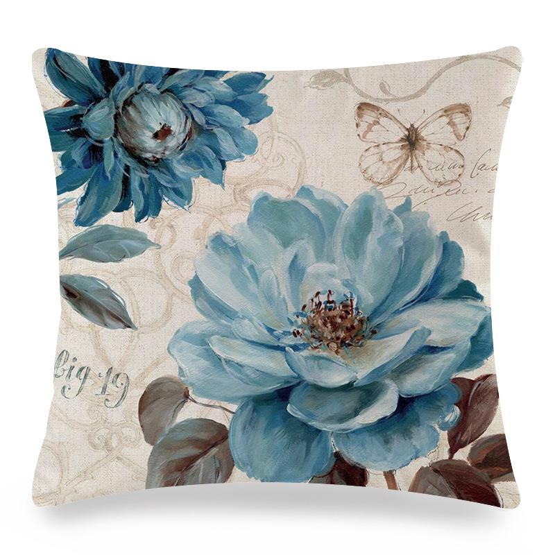 Watercolor Roses and Butterflies Digital Printing Short Plush Pillow Covers for Car Sofa Office Cushion Cover Home Goods