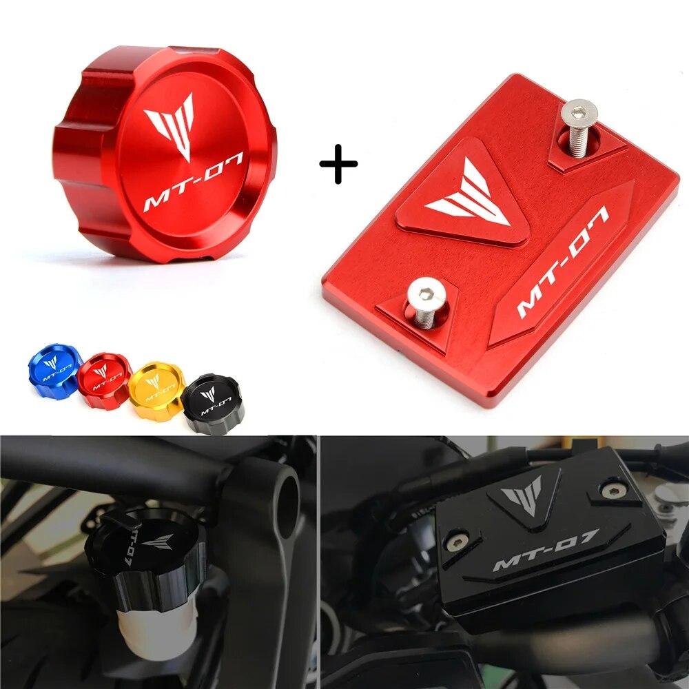 For Yamaha MT09 mt 09 07 2014- MT07 -2023 Accessories Motorcycle Front and Rear Brake Tank Cap + Engine Oil Filler Cap