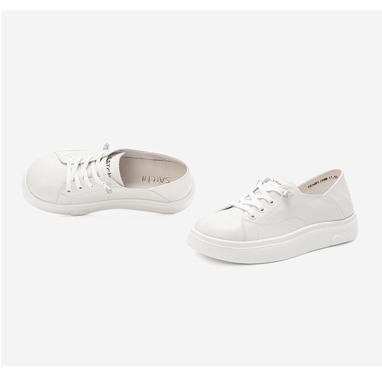 Cowhide Lightweight White Shoes with Minimalist Style