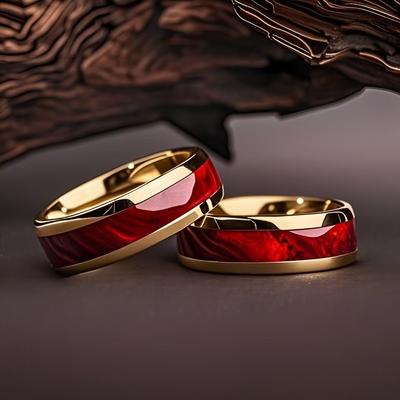Anelli 8MM Uomo Donna Rossi Acciaio Inossidabile Unici Fede Nuziale Fidanzamento Gioielli Festa Unisex Accessori Anello in Acciaio