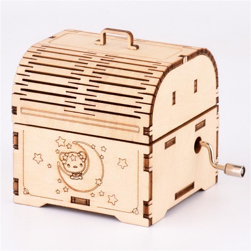 Handmade 3D Wooden Puzzle Music Box for Kids - DIY Educational Treasure Box