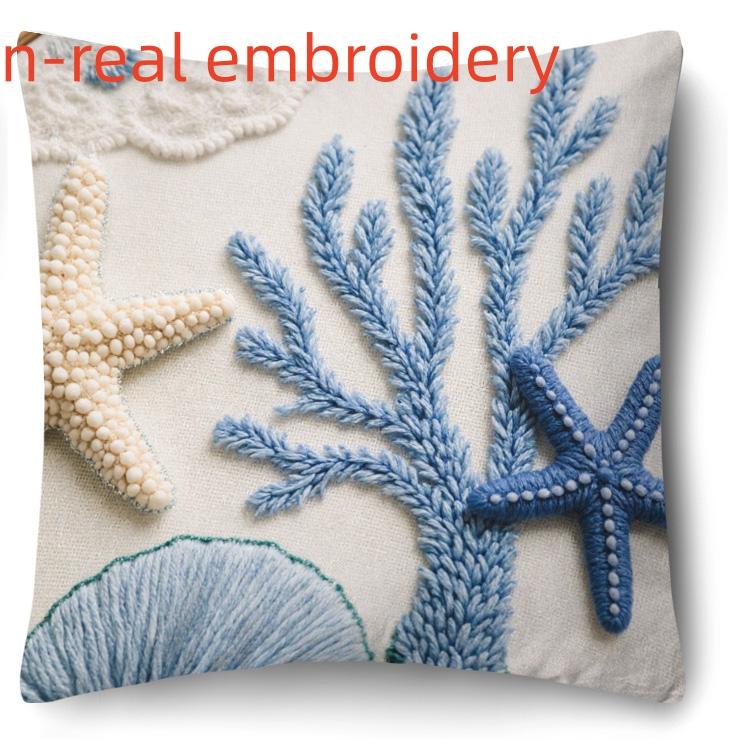 1/4pcs Coastal Ocean Themed Throw Pillow Covers Blue Coral Starfish Decorative Pillowcases for Home Living Room Bedroom Sofa