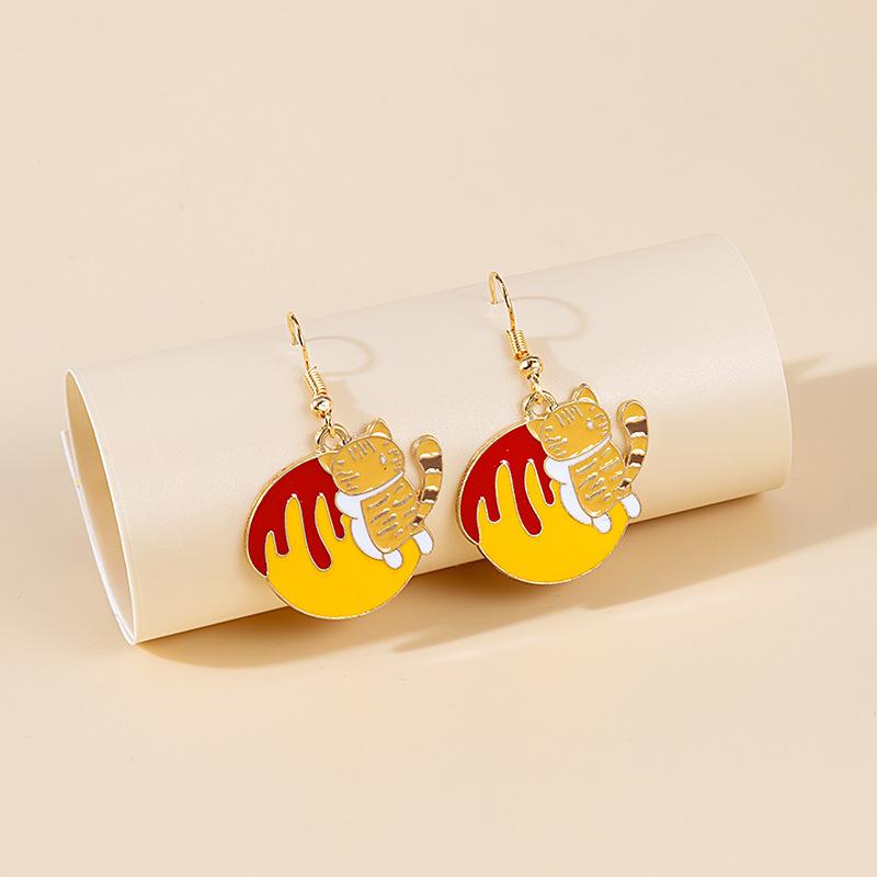 Fashion Cute Fox Koi Cat Rabbit Earrings for Women Girls Sweet Cartoon Enamel Painted Animal Earrings Jewelry Gift