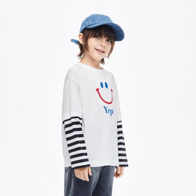 Little MO&Co. Kids  Cotton Fake Two-Piece Long-Sleeve T-Shirt 150