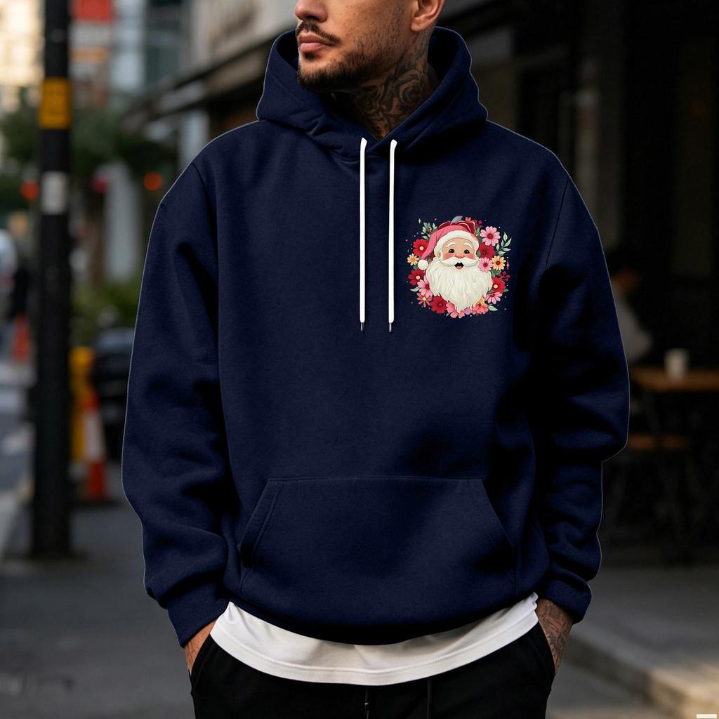 Men's Christmas Print Lined Zip Front Pullover Hoodie Cozy Winter Sweatshirt for Holiday