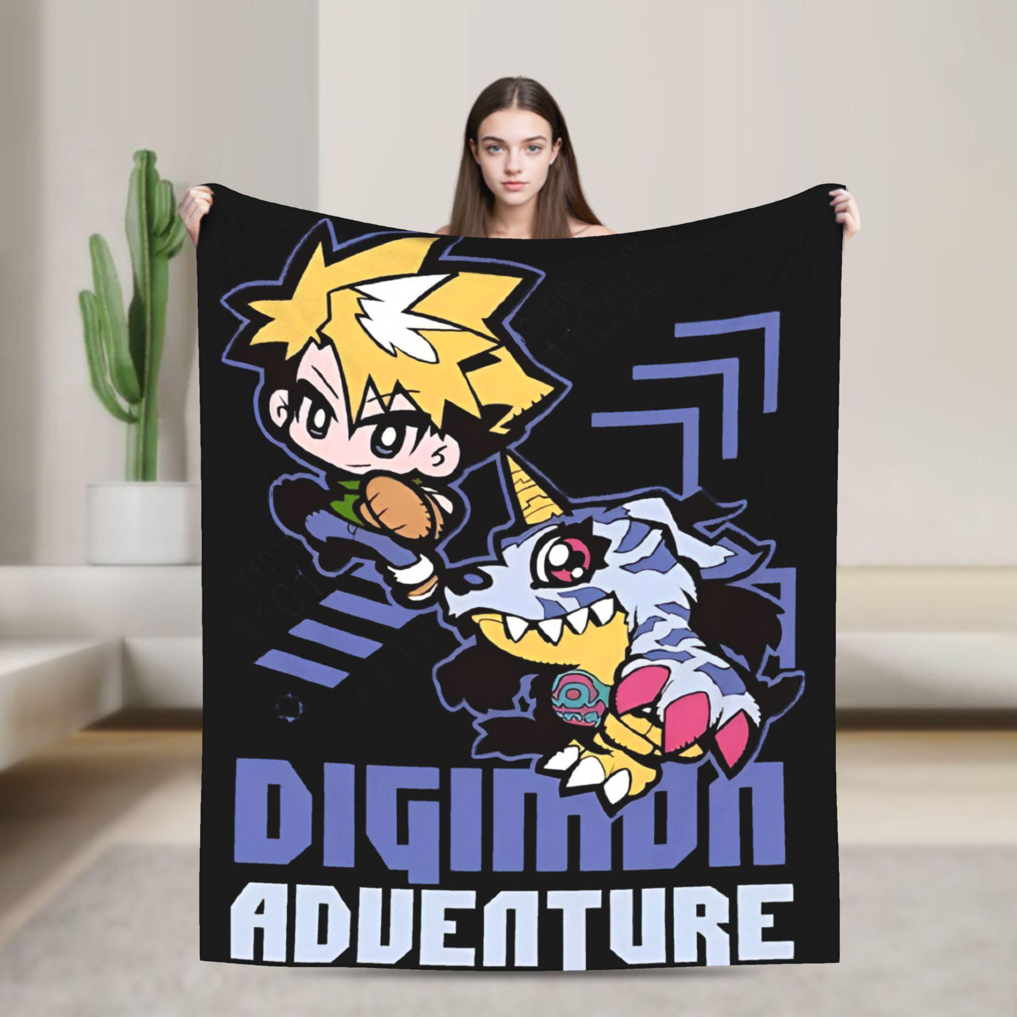 Guilmon Blankets Digimon Nostalgic Anime Wool Vintage Soft Throw Blanket for Bedding Lounge Winter 200x150cm 80x60in