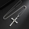 Classic Rhinestone Silver Cross Pendant Men's Necklace Promotional Men's Gift Jewelry