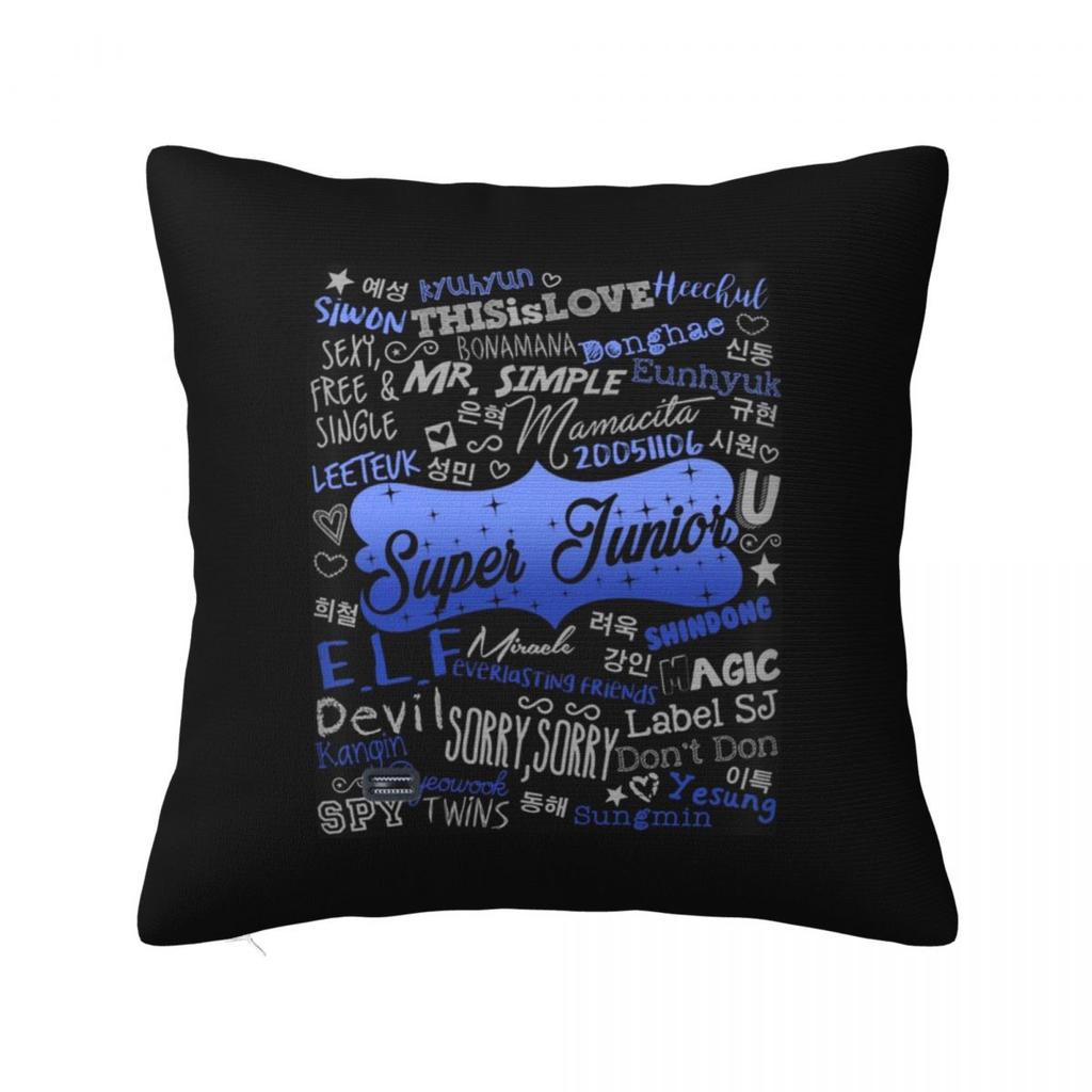Super Junior Logo  Square Pillowcase Cushion Cover Pillow Case Throw Pillow Cover for Home Sofa Living Room