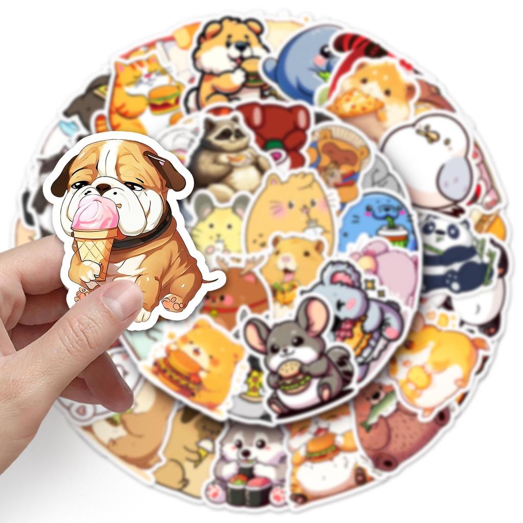 50PCS Cute Cartoon Animal Stickers for Water Bottles and Laptops