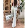 2024 New High Waist Denim Trousers Women Summer Design Sense Bow Embroidery All-Match Wide Leg Mop Pants Fashion